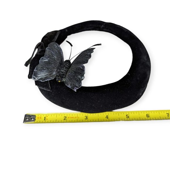 Vintage Black Velvet Butterfly Fascinator Hat main image 8